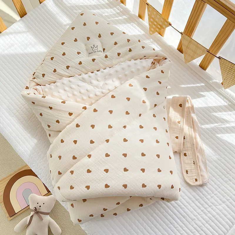 Couverture Emmaillotage Bébé Hiver à Capuche – Mousseline de Coton