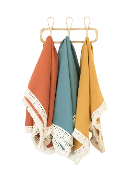 Couverture en Mousseline de Coton à Franges – Bébé, 2 Tailles