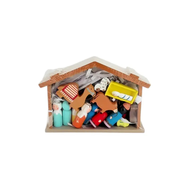 Crèche de Noël en bois minimaliste