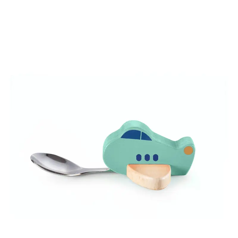 Cuillère enfant Knatter Avion turquoise - env. 13 cm