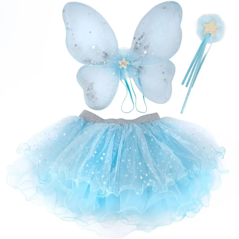 Déguisement papillon enfant bleu clair 4-6 ans 3 pièces