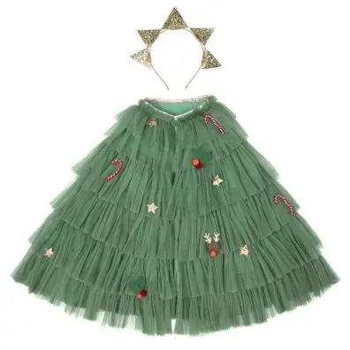 Déguisement sapin de Noël enfant cape + serre-tête 3-6 ans