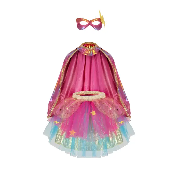 Déguisement super héroïne rose 4-6 ans - tutu, cape, masque
