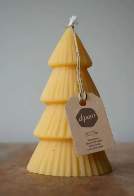 Dipam Bougie en forme d'Arbre de Noël - Cire d'abeille