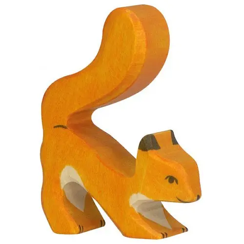 Écureuil orange - Figurine bois
