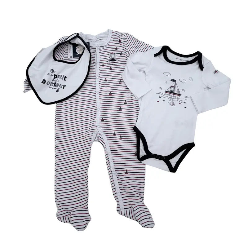Ensemble bébé marin avec pyjama, body et bavoir — 18 mois