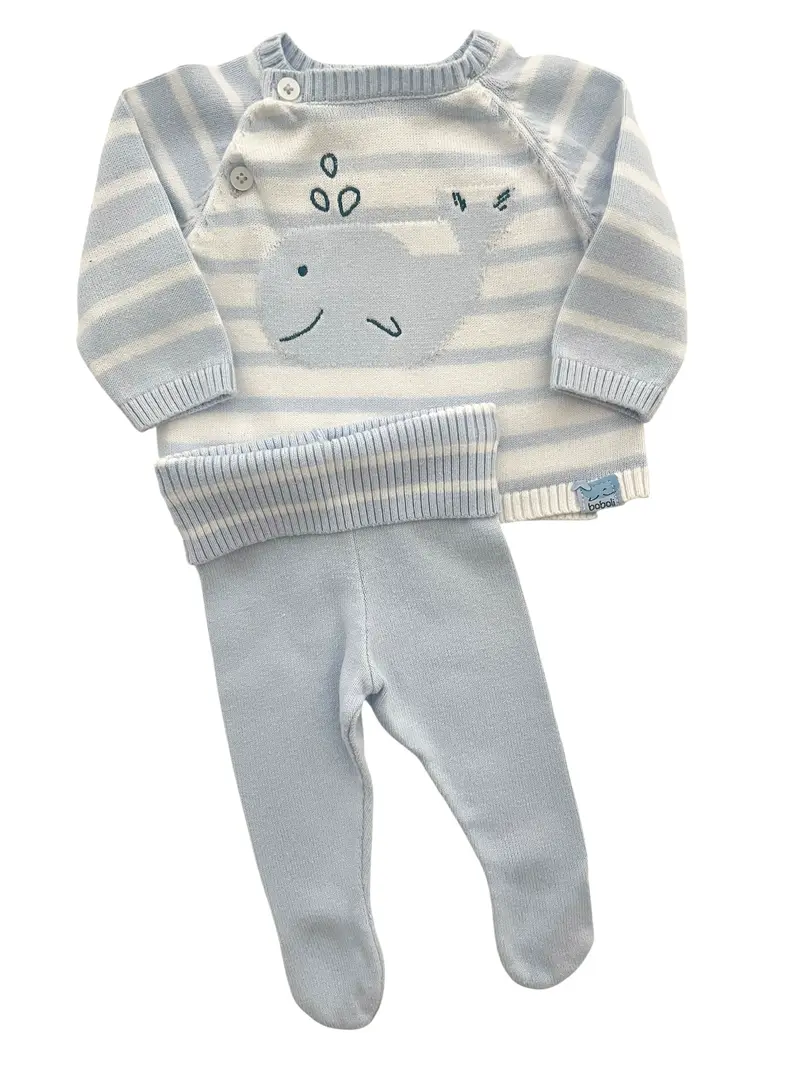Ensemble brassière et pantalon en mailles, bleu-ciel, Boboli