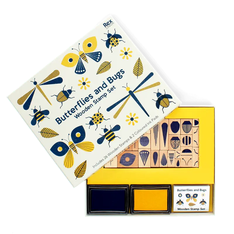 Ensemble de tampons en bois - Papillons et insectes