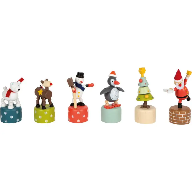 Figurine de Noël en bois à poussoir 12 cm - aléatoire