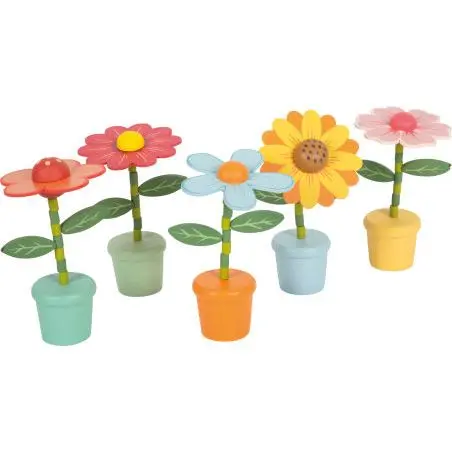 Figurine poussoir fleurs en bois 12 cm - Aléatoire