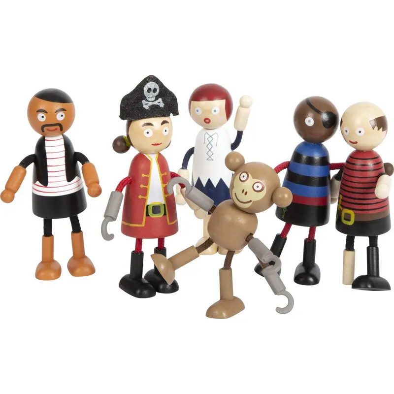 Figurines pirates en bois articulées