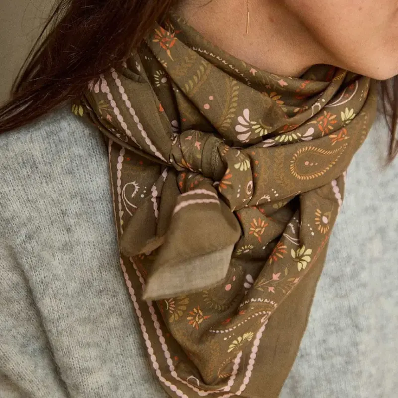 Foulard Cachemire Olive - Gabrielle Paris