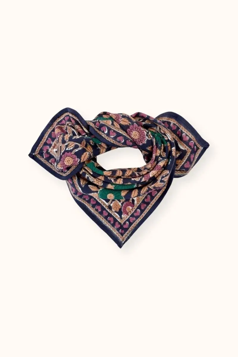 Foulard Manika Cœur Navy Forest - Apaches Collections