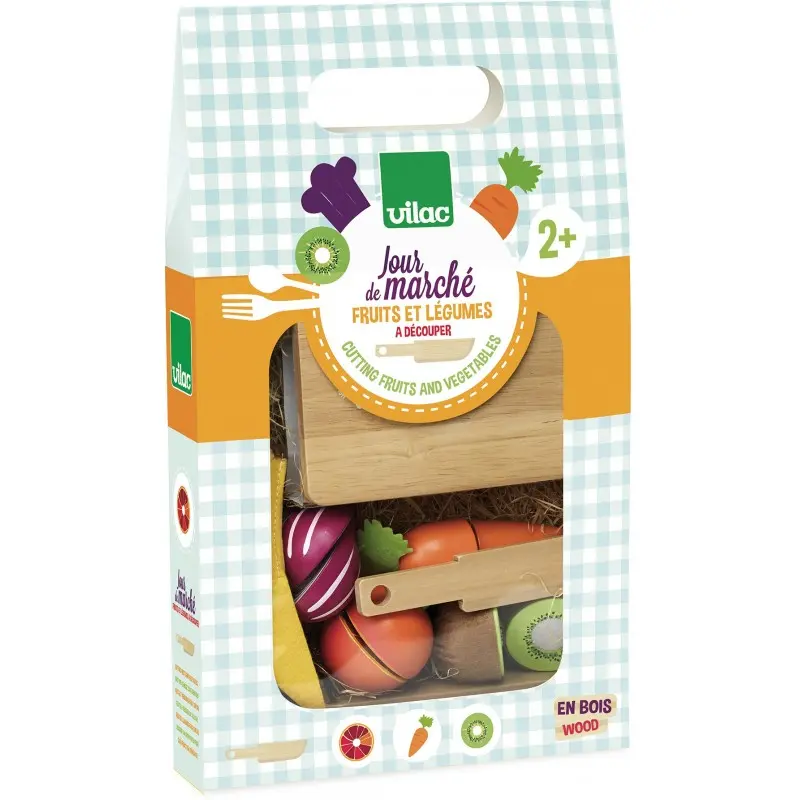 Fruits et légumes à découper en bois jour de marché