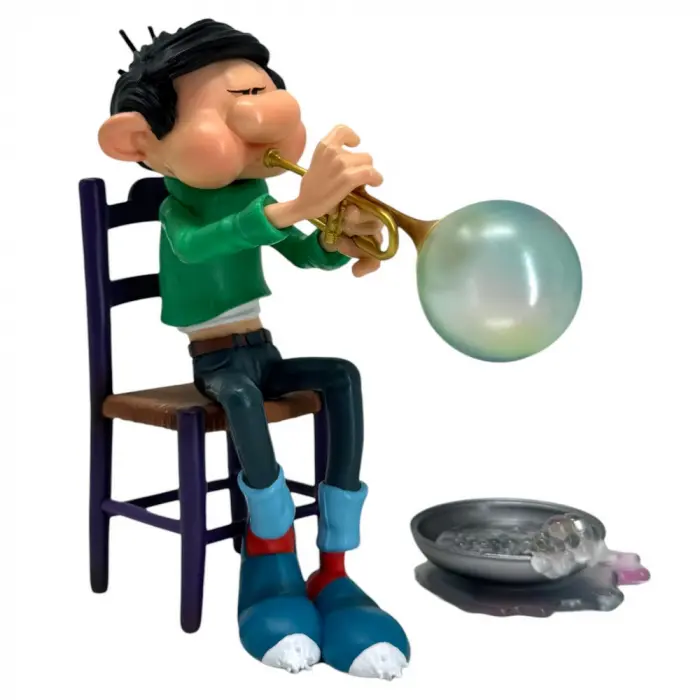 Gaston Lagaffe trompette à bulles de savon - figurine résine