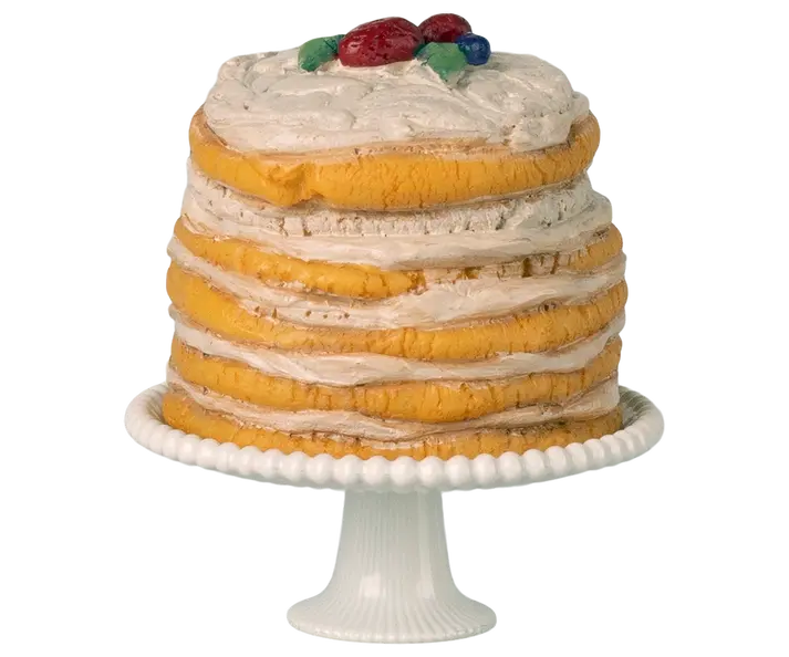 Gâteau de fête et son présentoir - Blanc cassé