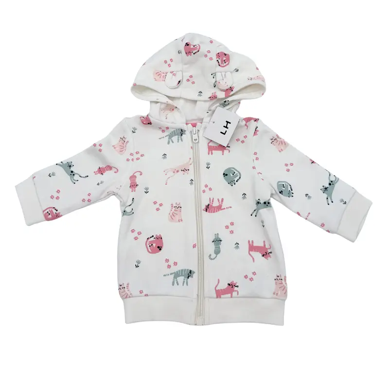 Gilet bébé à capuche motif chats — 6 mois