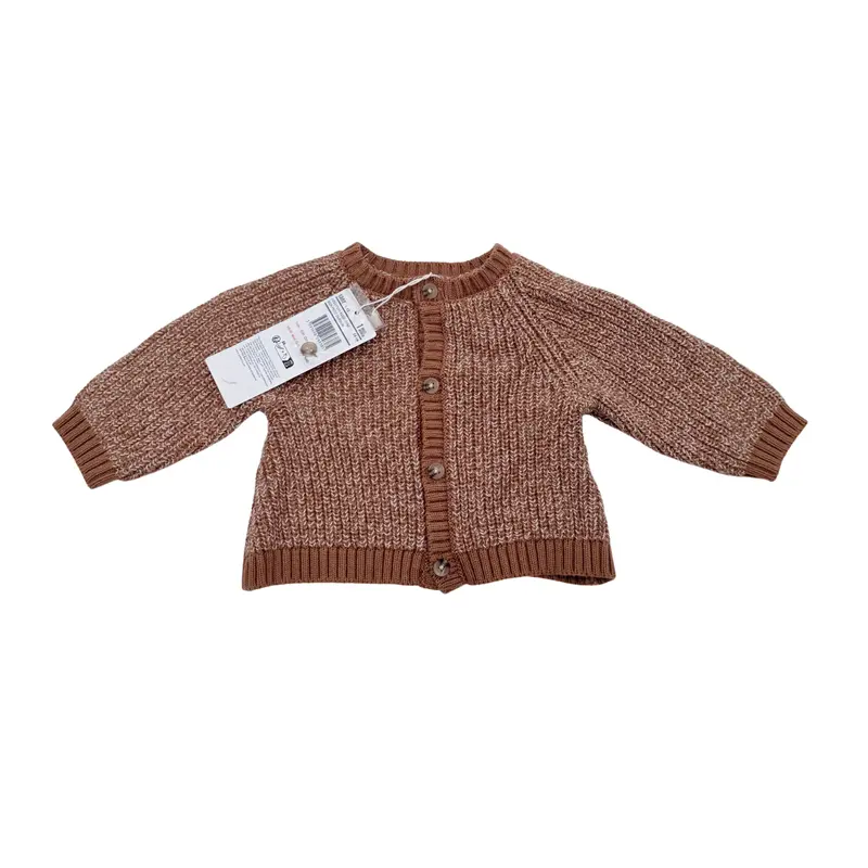 Gilet bébé en maille marron chiné - 1 mois