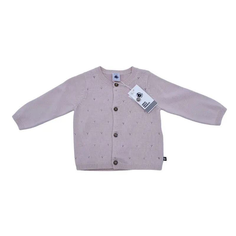 Gilet en maille ajourée rose pâle — 12 mois