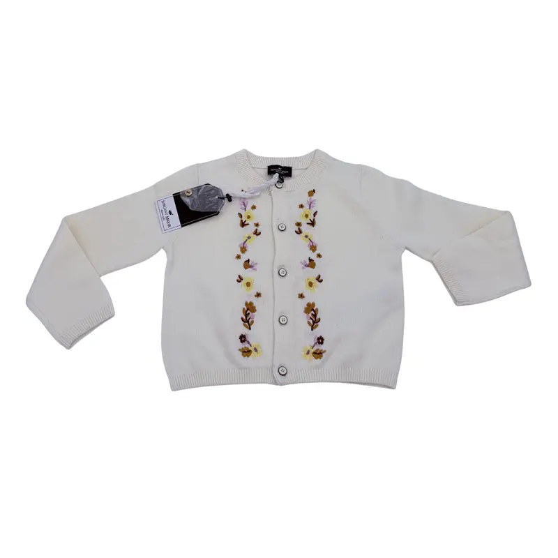 Gilet en maille écru brodé fleurs — 2-3 ans
