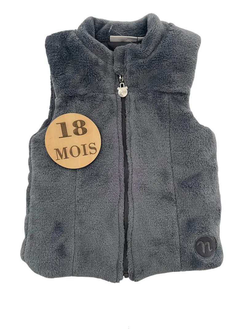 Gilet épais, fausse fourrure, gris, Noukie’s (état neuf)