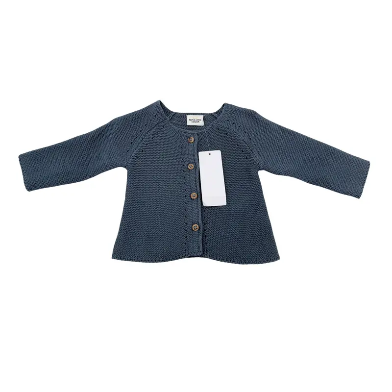 Gilet maille bleu pétrole boutonné — 1 mois