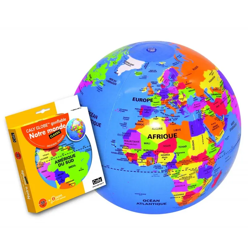 Globe terrestre gonflable 30 cm éducatif