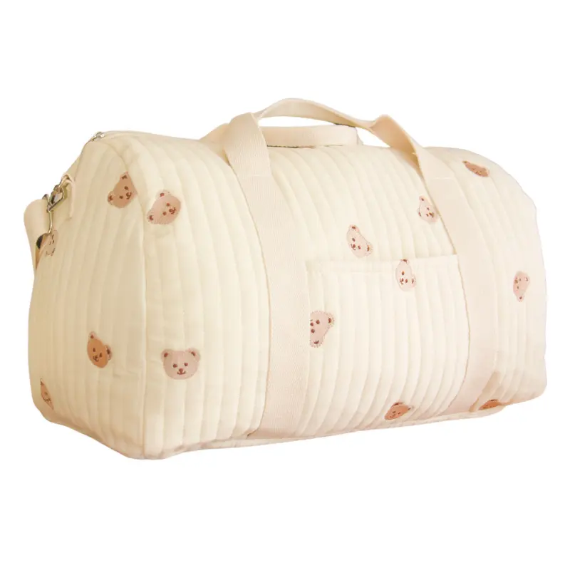 Grand Sac à Langer Bébé en Coton Matelassé Brodé – 40 L, Maternité
