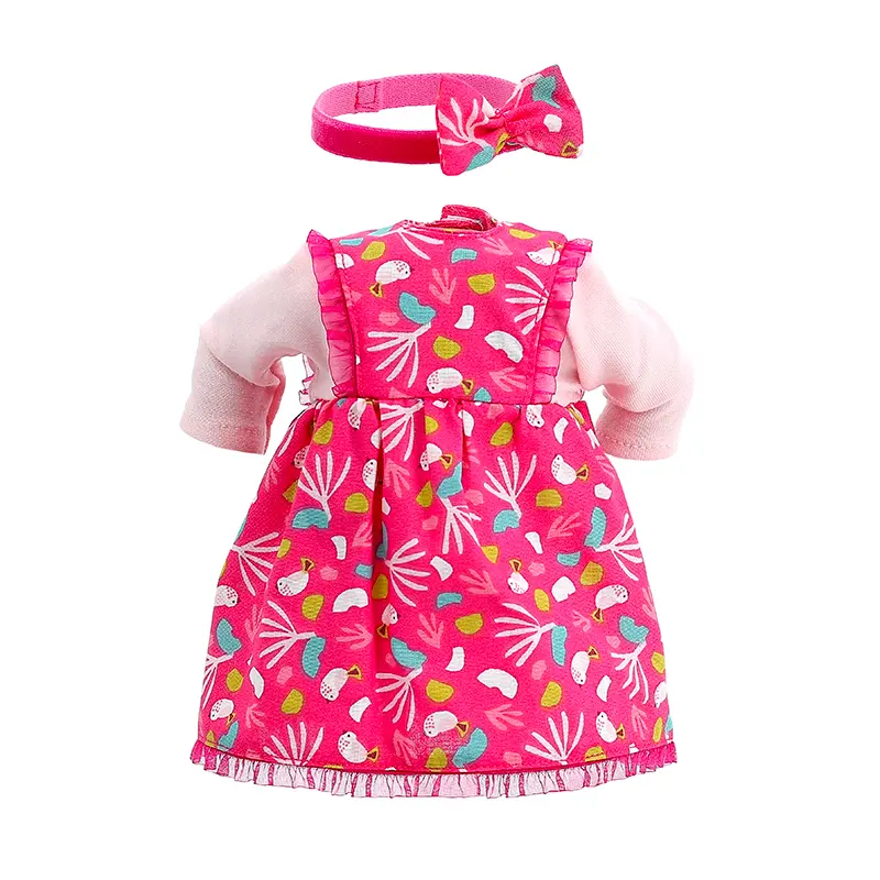 Habillage poupée 36 cm Valentine tee-shirt bleu jupe saumon
