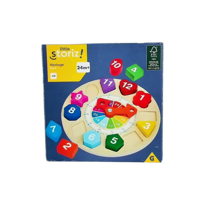 Horloge puzzle éducative en bois à encastrer