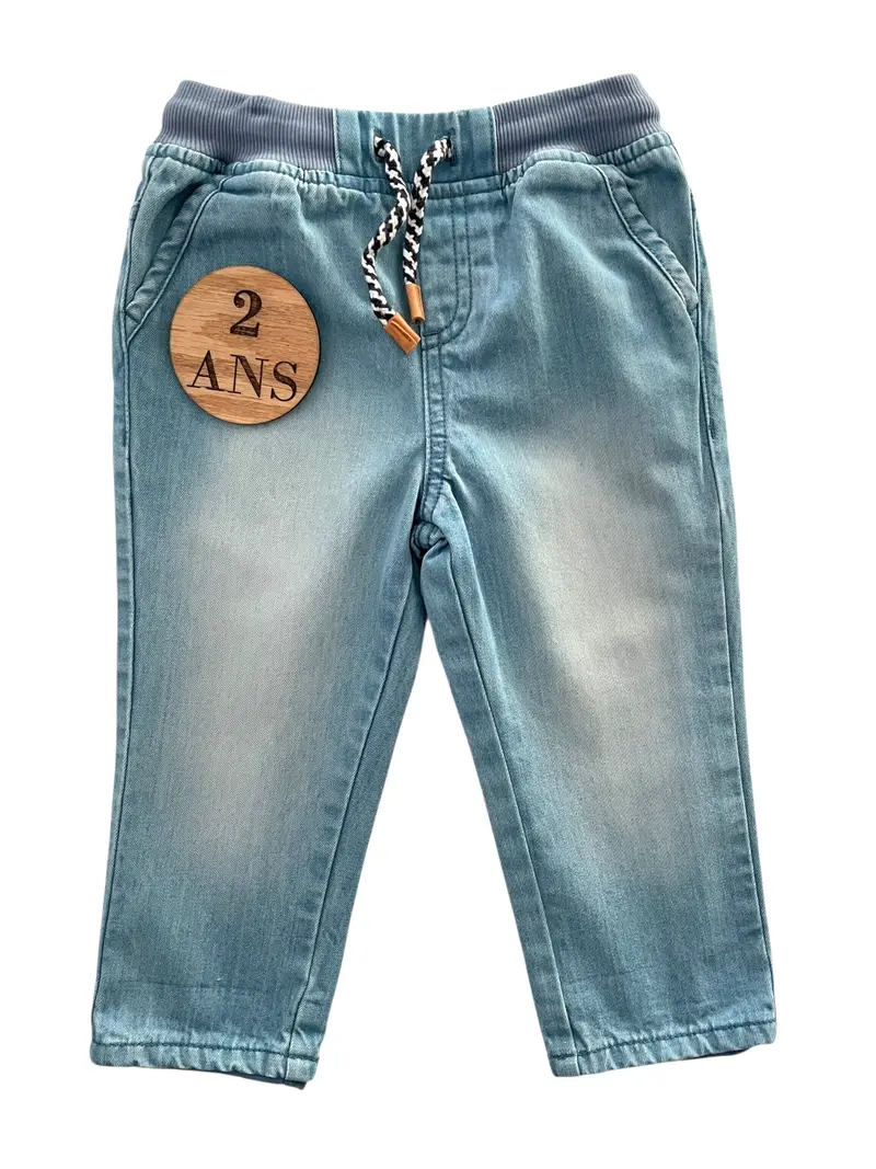 Jean bleu, doublé coton, Vertbaudet