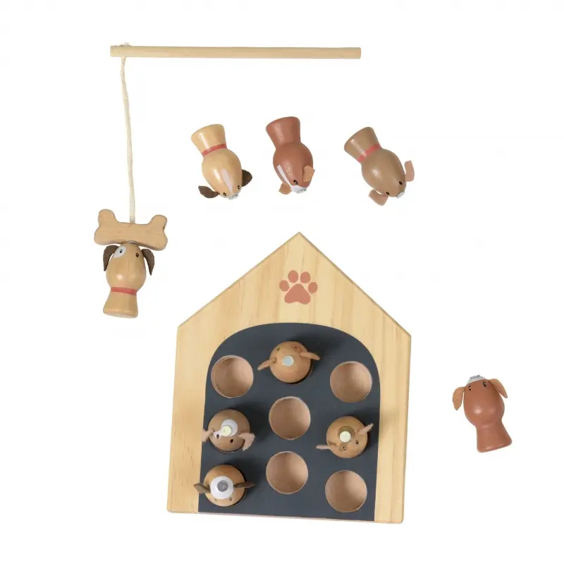 Jeu de pêche chiens en bois