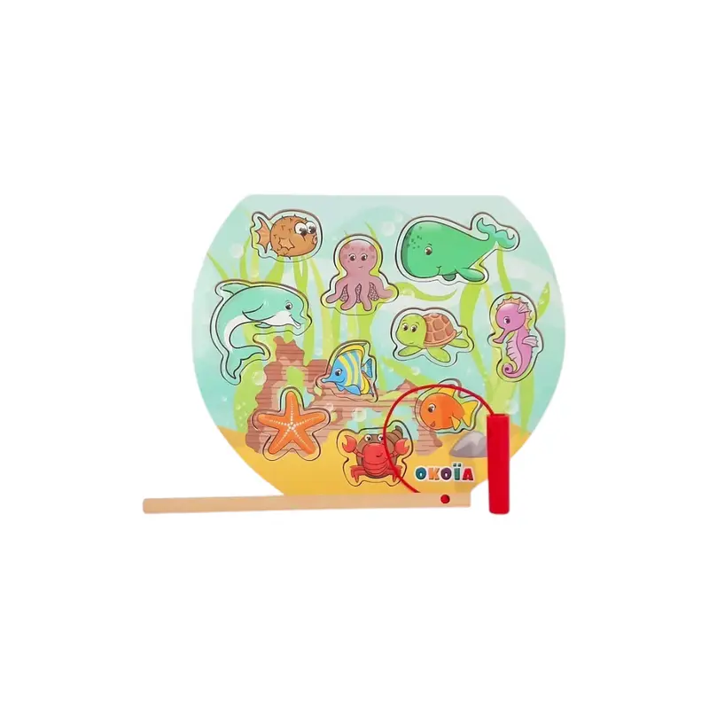 Jeu de pêche magnétique en bois - Univers marin