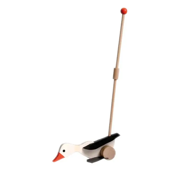 Jouet à pousser Oie en bois