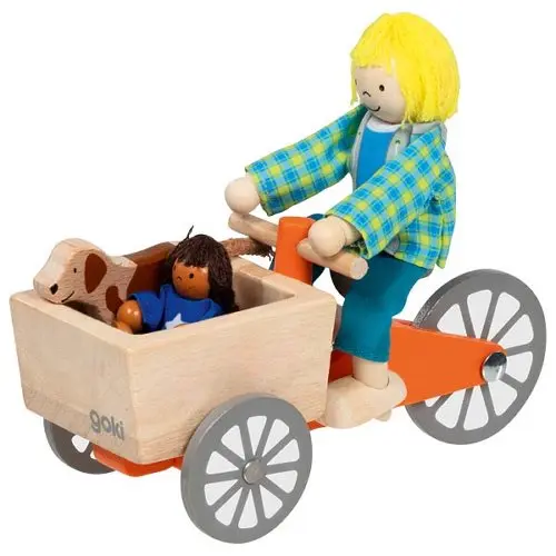 Jouet vélo cargo pour enfant avec 2 figurines et chien