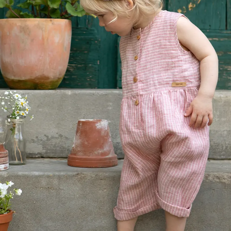 Kids Linen Romper - Faded Rose - 18m-4y