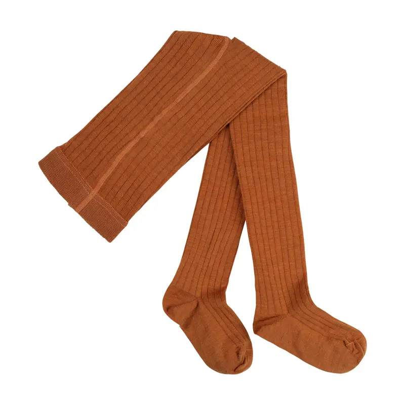 Kids Organic Wool & Cotton Tights - Rust - 9m-10y