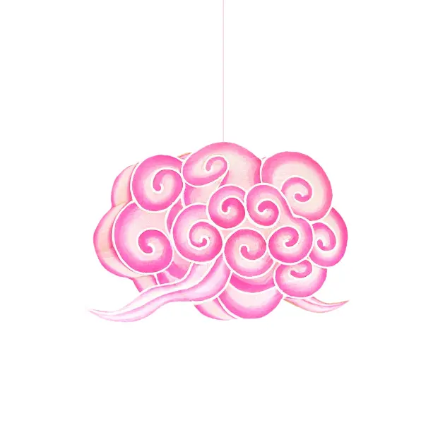 Lampe Nuage Rose en bambou et soie artisanale