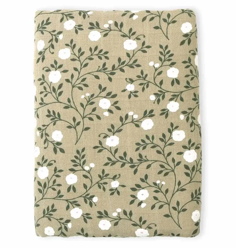 Lange XL en Coton Bio - Fleurs Sauge