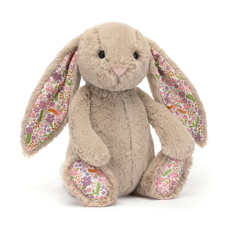 Lapin beige à fleurs - Grand modèle