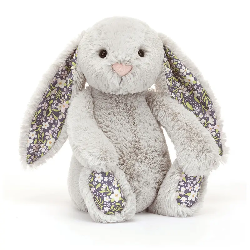 Lapin gris à fleurs - Grand modèle