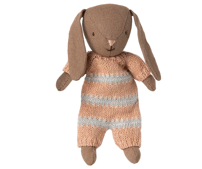 Lapin Hiver - Marron Combinaison tricot rose poudré