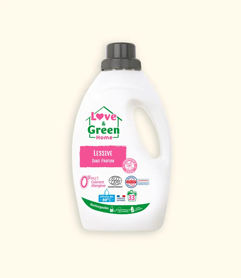 Lessive certifiée Ecodétergent sans Parfum - 1,5 L