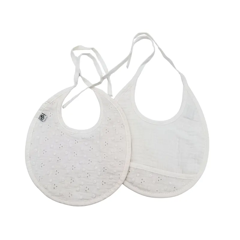 Lot de 2 bavoirs gaze de coton blancs