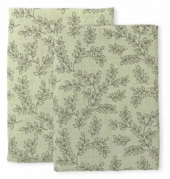 Lot de 2 Langes en Coton Bio - Feuilles Sauge