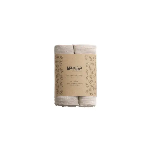 Lot de 2 langes en mousseline de coton bio Crème
