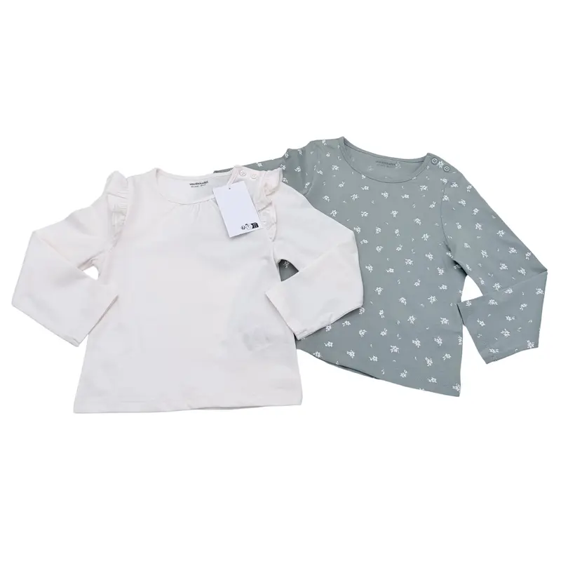 Lot de 2 t-shirts manches longues écru et vert - 24 mois