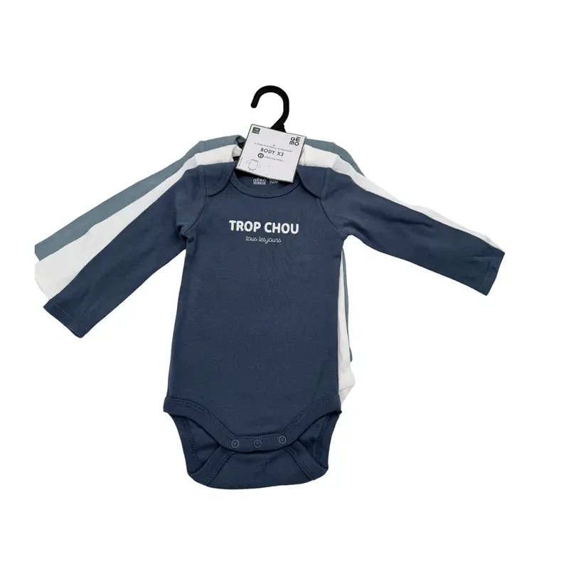 Lot de 3 bodies “Trop chou” — 12 mois