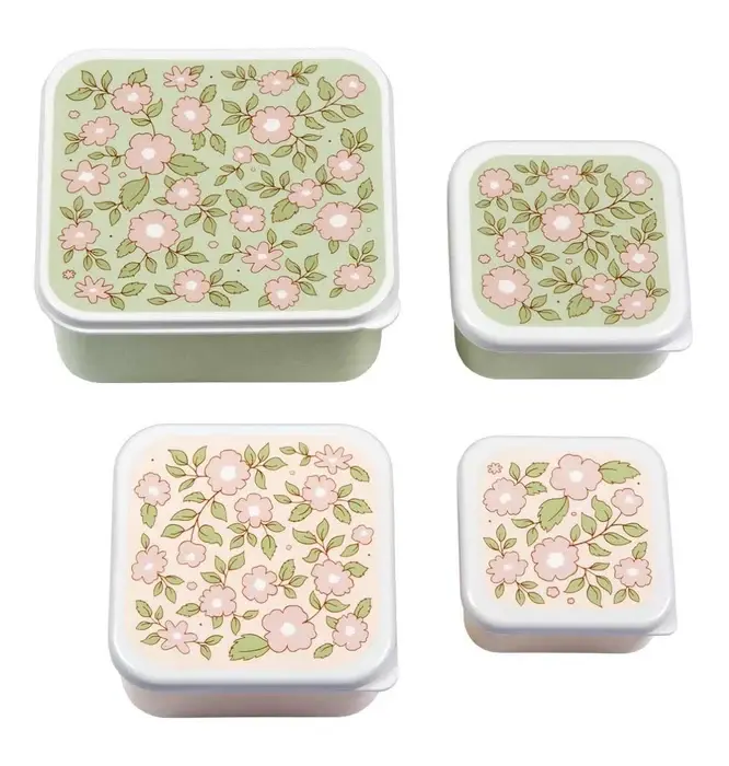 Lot de 4 Boîtes Repas et Goûter - Fleur