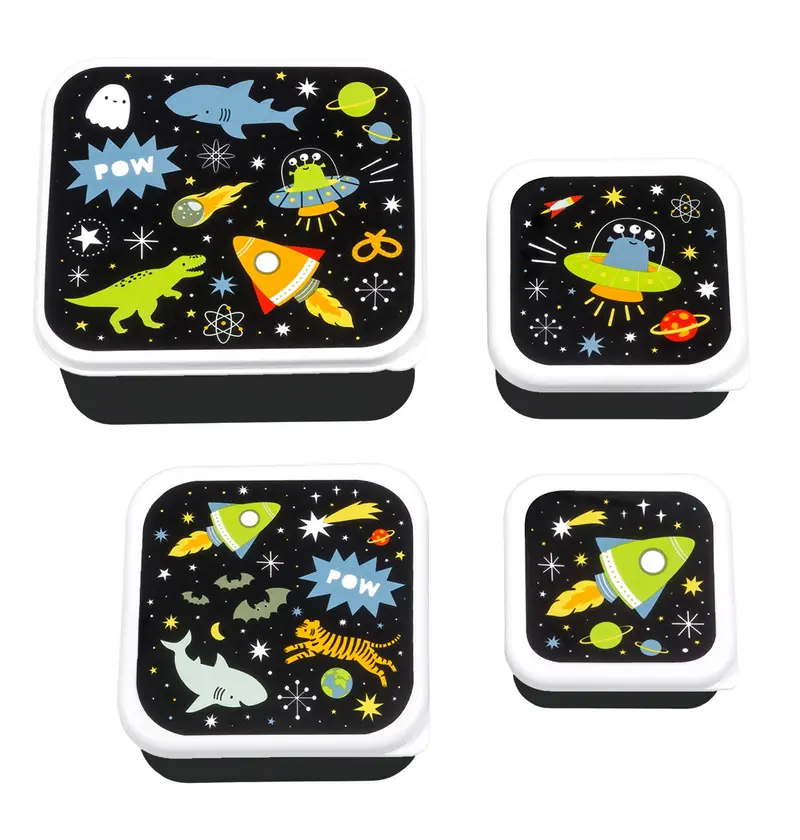 Lot de 4 boîtes repas et goûter - Galaxie